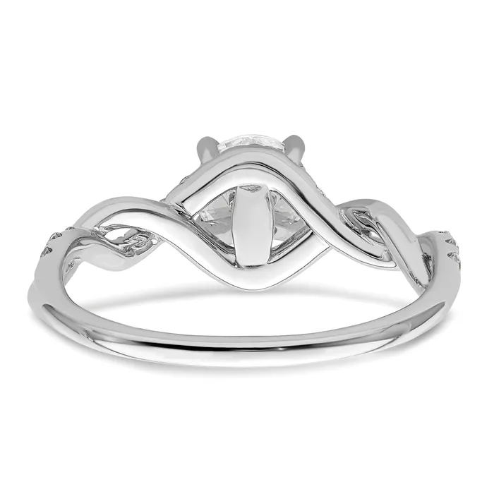 Goldia Rings 075ct CZ Solid Real 14k White Gold Round ByPass Engage Ring