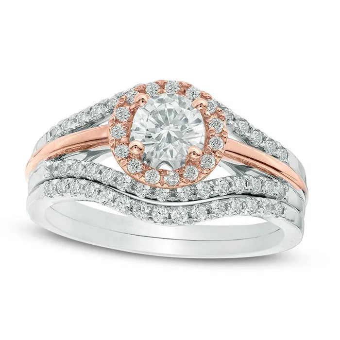 Goldia Rings 088 CT TW Natural Diamond Frame Split Shank Bridal Engagement Ring Set in Solid 10K TwoTone Gold Goldia Rings 088 CT TW Natural Diamond Frame Split Shank Bridal Engagement Ring Set in Solid 10K TwoTone Gold