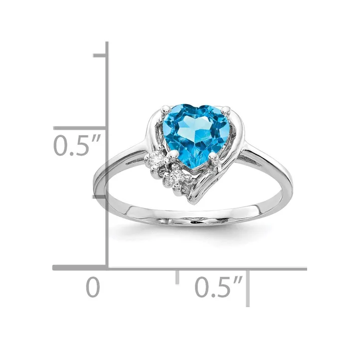Goldia Rings 14k White Gold 6mm Heart Blue Topaz A Real Diamond ring
