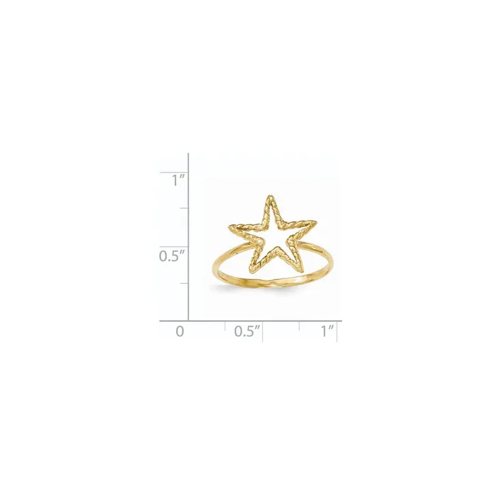 Goldia Rings 14K Yellow Gold Polished u0026 Textured Star Ring