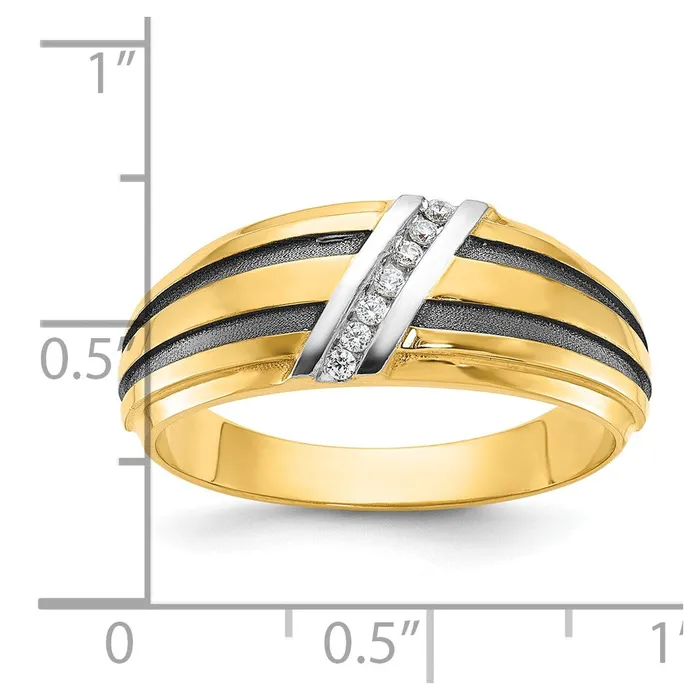 Goldia Rings 14k Yellow u0026 Rhodium Gold with Black White Rhodium Mens Satin 120 carat Diamond Complete Ring
