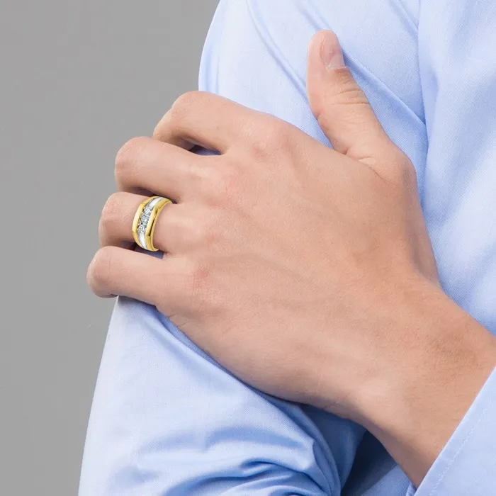 Goldia Rings 14k Yellow u0026 Rhodium Gold with White Rhodium Mens Diamond Ring Mounting