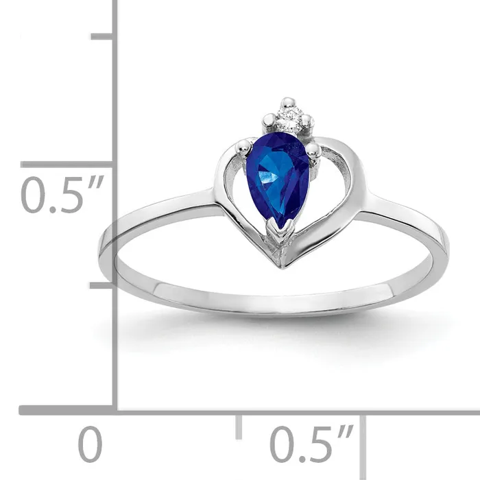 Goldia Rings Solid 14k White Gold 5x3mm Pear Simulated Sapphire AA CZ Ring