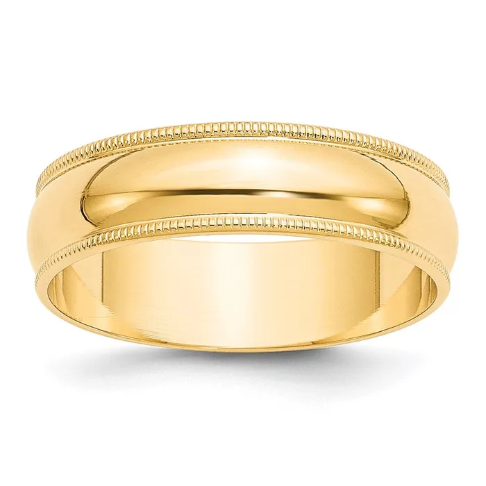 Goldia Rings Solid 18K Yellow Gold 6mm Light Weight Milgrain Half Round MensWomens Wedding Band Ring Size 4 Goldia Rings Solid 18K Yellow Gold 6mm Light Weight Milgrain Half Round MensWomens Wedding Band Ring Size 4