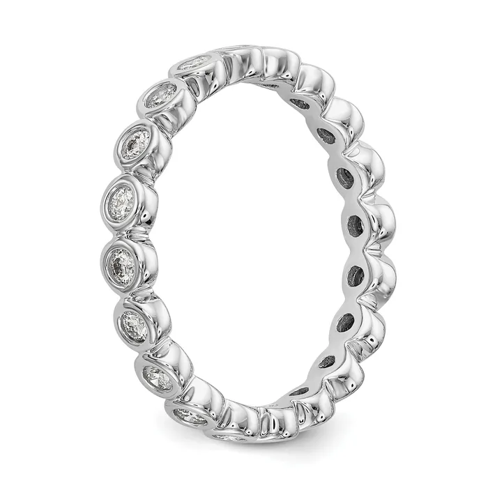 Goldia Rings Solid Real 14k White Gold Polished 12ct Bezel Set CZ Eternity Wedding Band Ring