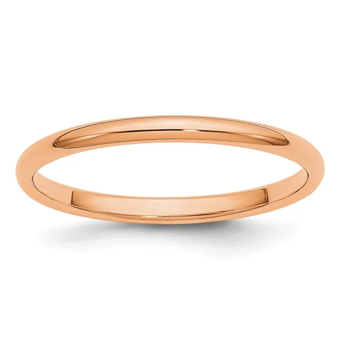 Goldia Solid 18K Yellow Gold Rose Gold 2mm HalfRound Wedding MensWomens Wedding Band Ring Size 8 Rings