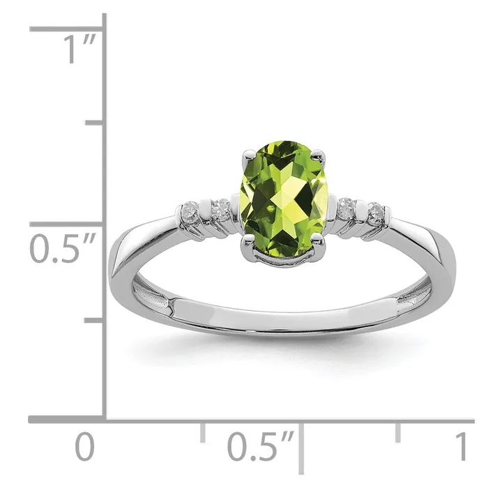 Goldia Sterling Silver Rhodium Plated Diamond u0026 Peridot Oval Ring Rings