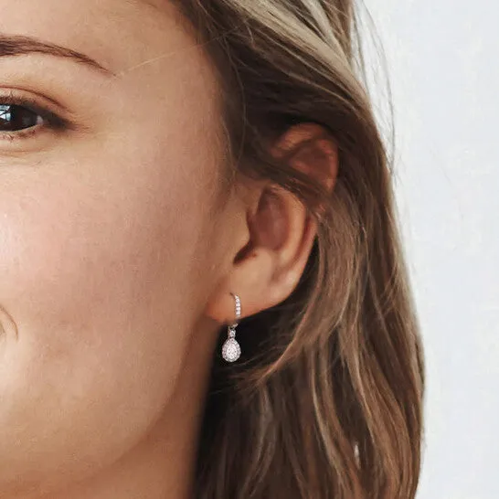 JMS always Earrings Original AMOUR 1 38 CT DEW Created Moissanite Teardrop Halo Drop Earrings In Sterling Silver JMS always Earrings Original AMOUR 1 38 CT DEW Created Moissanite Teardrop Halo Drop Earrings In Sterling Silver