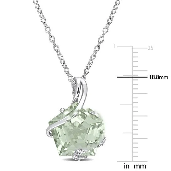 JMS always Necklaces Original AMOUR 6 12 CT TGW Green Quartz and Diamond Accent Swirl Pendant with Chain In Sterling Silver JMS always Necklaces Original AMOUR 6 12 CT TGW Green Quartz and Diamond Accent Swirl Pendant with Chain In Sterling Silver