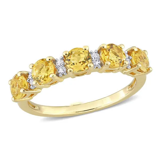 JMS always Rings Original Amour 1 35 CT TGW Citrine and White Topaz Semi Eternity Ring in Yellow Gold Plated Sterling Silver JMS always Rings Original Amour 1 35 CT TGW Citrine and White Topaz Semi Eternity Ring in Yellow Gold Plated Sterling Silver