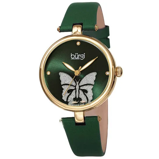 JMS always Watches Original Burgi Pretty Butterfly Quartz Crystal Green Dial Ladies Watch BUR233GN JMS always Watches Original Burgi Pretty Butterfly Quartz Crystal Green Dial Ladies Watch BUR233GN