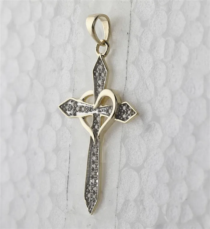 Necklaces 10k Yellow Gold Round Diamond Cross Heart Pendant 110 Cttw gndatlanta Necklaces 10k Yellow Gold Round Diamond Cross Heart Pendant 110 Cttw gndatlanta