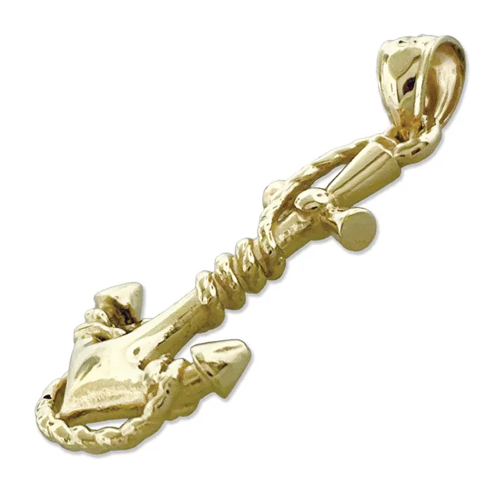 Necklaces 14K Gold 3D Nautical Ship Anchor amp Rope Pendant Goldia