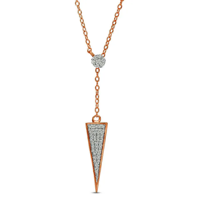 Necklaces Goldia 017 CT TW Natural Diamond Triangle Y Necklace in 10K Rose Gold Necklaces Goldia 017 CT TW Natural Diamond Triangle Y Necklace in 10K Rose Gold