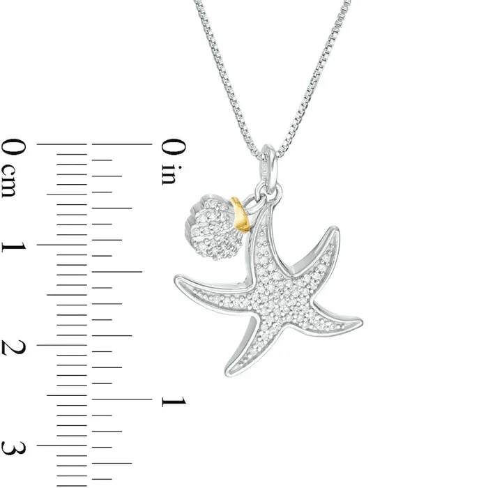 Necklaces Goldia 02 CT TW Natural Diamond Starfish with Seashell Charm Pendant in Sterling Silver and 14K Gold Plate Necklaces Goldia 02 CT TW Natural Diamond Starfish with Seashell Charm Pendant in Sterling Silver and 14K Gold Plate