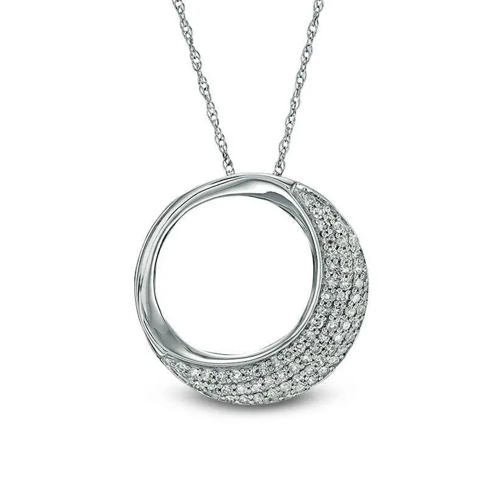 Necklaces Goldia 025 CT TW Natural Diamond Open Circle Pendant in 10K White Gold Necklaces Goldia 025 CT TW Natural Diamond Open Circle Pendant in 10K White Gold