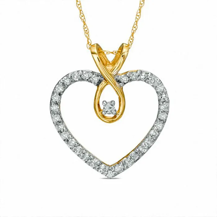 Necklaces Goldia 025 CT TW Natural Diamond Outline Heart Pendant in 10K Yellow Gold Necklaces Goldia 025 CT TW Natural Diamond Outline Heart Pendant in 10K Yellow Gold