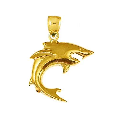Necklaces Goldia 14K Gold Wide Open Jaws Shark Pendant