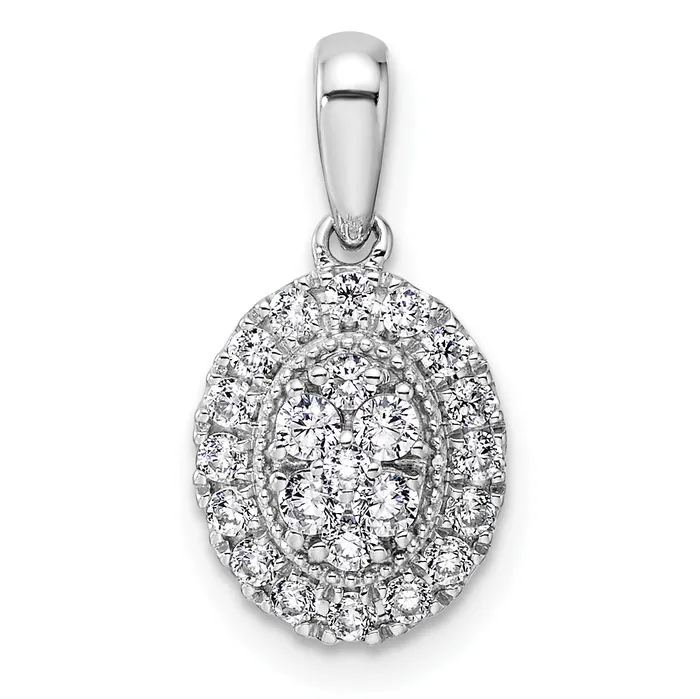Necklaces Goldia 14k White Gold 38 Ct Lab Grown Diamond VSSI Oval Halo Pendant Necklaces Goldia 14k White Gold 38 Ct Lab Grown Diamond VSSI Oval Halo Pendant