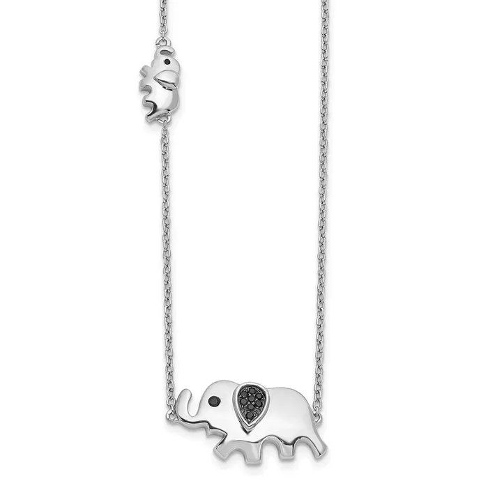 Necklaces Goldia 14k White Gold Black Real Diamond Elephant 18 inch Necklace Necklaces Goldia 14k White Gold Black Real Diamond Elephant 18 inch Necklace