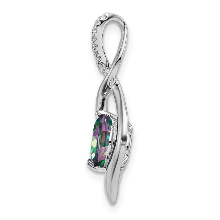 Necklaces Goldia 14k White Gold Mystic Fire Topaz and Real Diamond Pendant