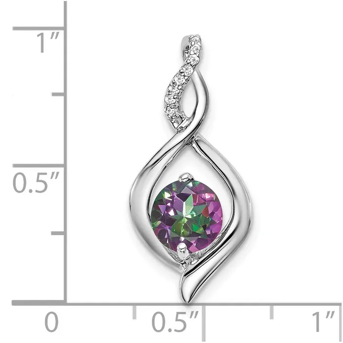 Necklaces Goldia 14k White Gold Mystic Fire Topaz and Real Diamond Pendant
