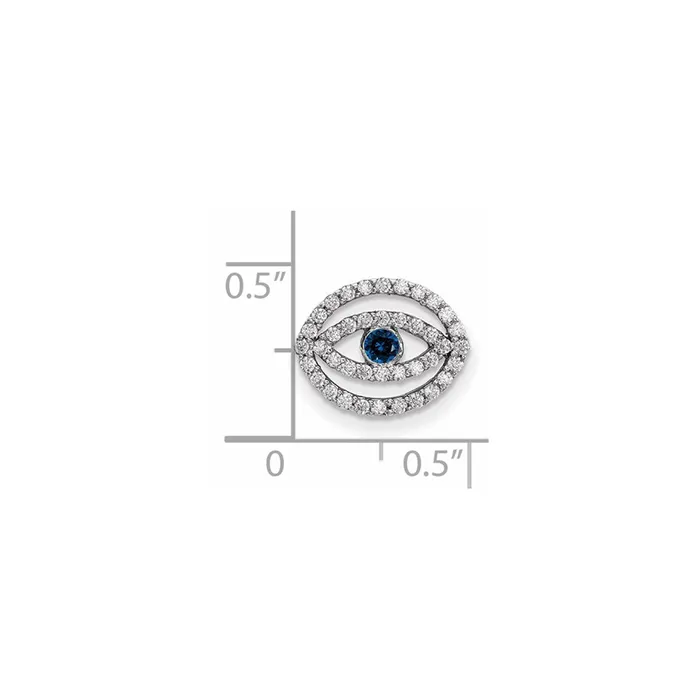 Necklaces Goldia 14k White Gold Small Diamond and Sapphire Halo Evil Eye Pendant