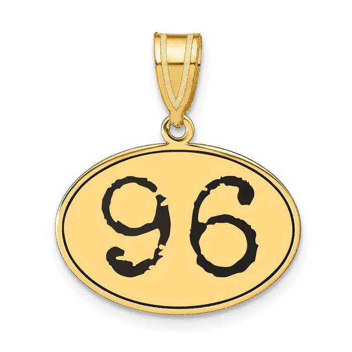 Necklaces Goldia 14k Yellow Gold Polished Number 96 Black Enamel Oval Pendant Necklaces Goldia 14k Yellow Gold Polished Number 96 Black Enamel Oval Pendant
