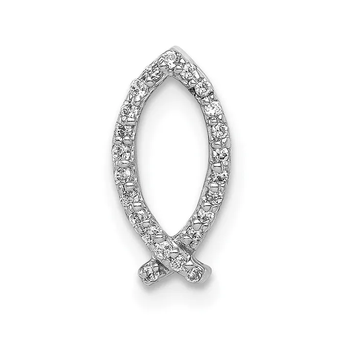 Necklaces Goldia Solid 14k White Gold 115ct Simulated CZ Ichthus Chain Slide