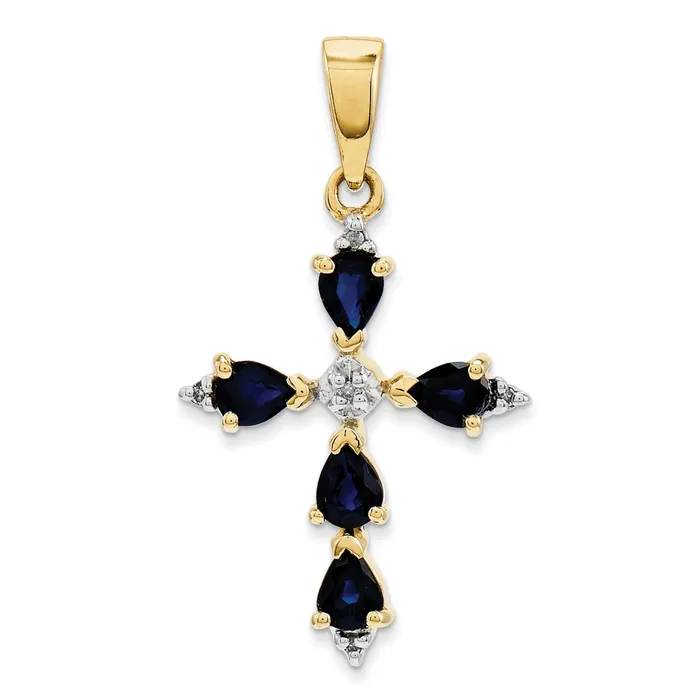 Necklaces Natural Diamond and Sapphire Cross Pendant in 14k Yellow Gold Goldiacom Necklaces Natural Diamond and Sapphire Cross Pendant in 14k Yellow Gold Goldiacom