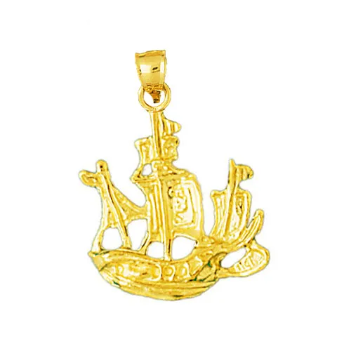 PreStyled Sets 14K Gold Sailing Ship Pendant Goldia