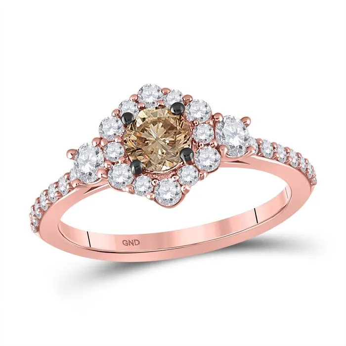Rings 14k Rose Gold Round Brown Diamond Solitaire Bridal Engagement Ring 1 Cttw gndatlanta Rings 14k Rose Gold Round Brown Diamond Solitaire Bridal Engagement Ring 1 Cttw gndatlanta