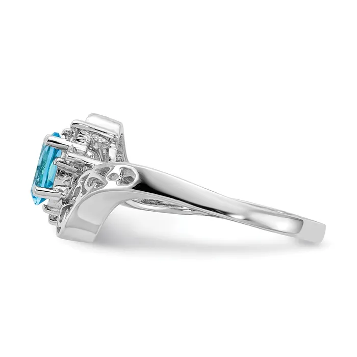 Rings 14k White Gold 6x4mm Oval Blue Topaz Checker A Real Diamond ring Goldiacom