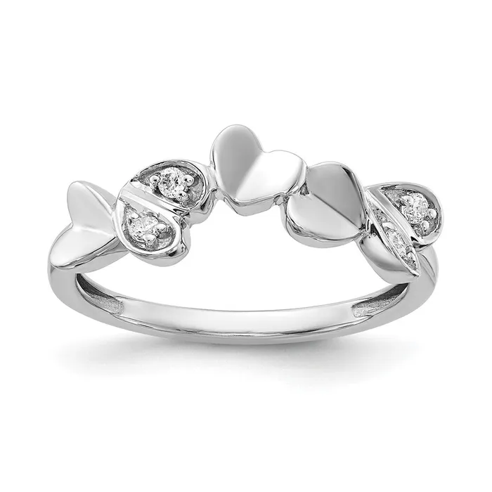 Rings 14k White Gold Real Diamond Fancy Hearts Ring Goldiacom