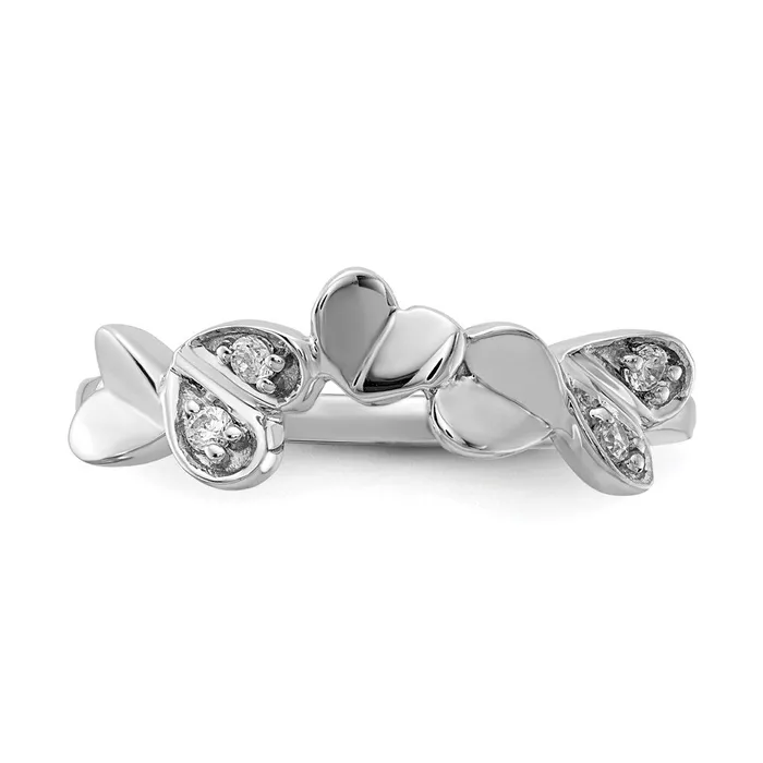Rings 14k White Gold Real Diamond Fancy Hearts Ring Goldiacom