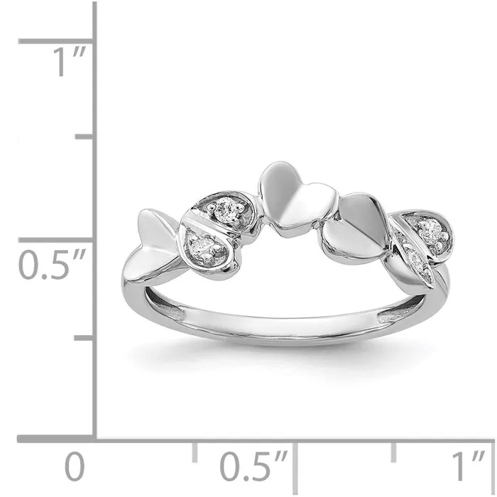 Rings 14k White Gold Real Diamond Fancy Hearts Ring Goldiacom
