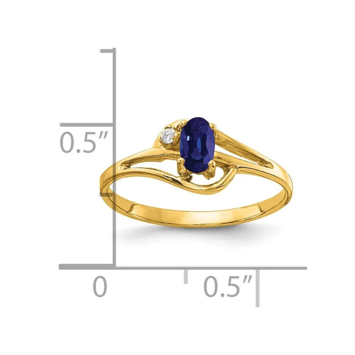 Rings 14K Yellow Gold 5x3mm Oval Sapphire A Real Diamond ring Goldia