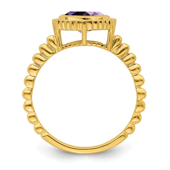 Rings 14K Yellow Gold Cushion Amethyst Ring Goldia