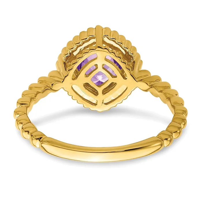 Rings 14K Yellow Gold Cushion Amethyst Ring Goldia