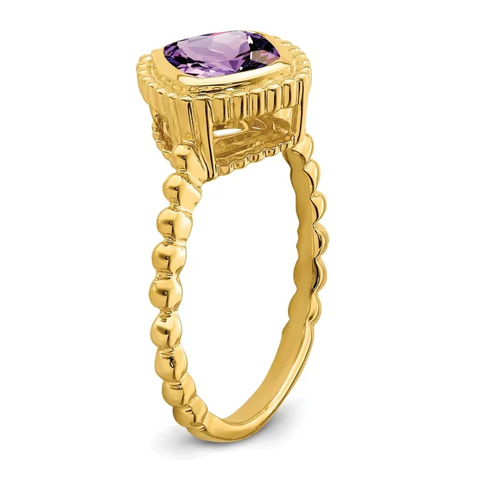 Rings 14K Yellow Gold Cushion Amethyst Ring Goldia