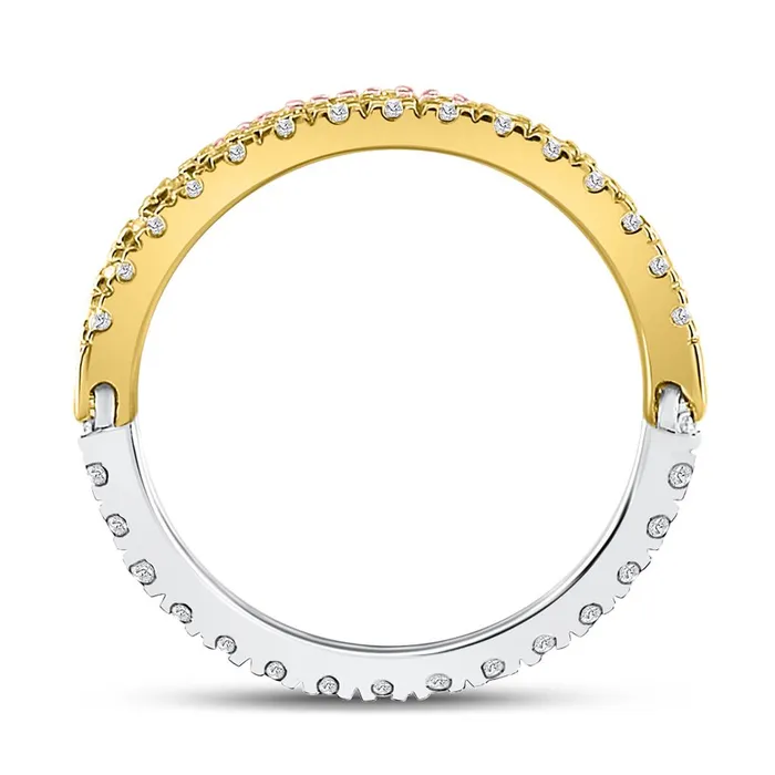 Rings gndatlanta 10k TriTone Gold Round Black Diamond Convertible Band Ring 1 Cttw