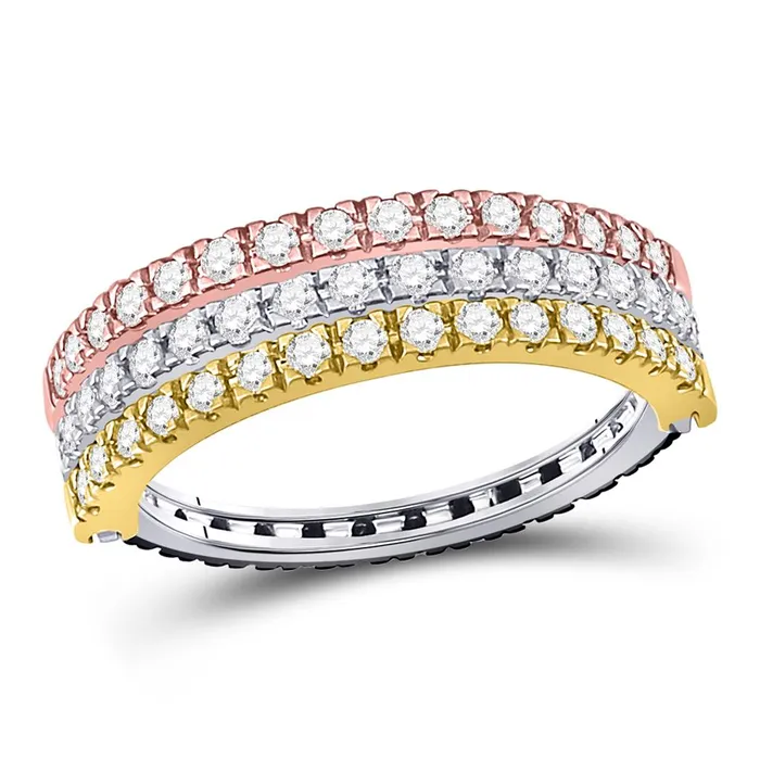 Rings gndatlanta 10k TriTone Gold Round Black Diamond Convertible Band Ring 1 Cttw