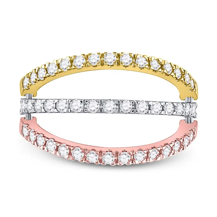Rings gndatlanta 10k TriTone Gold Round Black Diamond Convertible Band Ring 1 Cttw