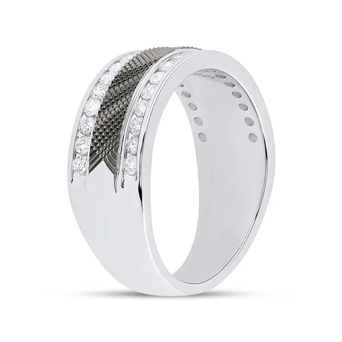 Rings gndatlanta 14k White Gold Round Diamond Wedding Band Ring 12 Cttw