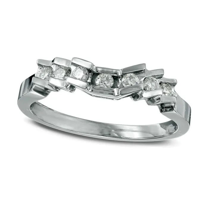 Rings Goldia 020 CT TW Natural Diamond Tapered Wedding Band in Solid 14K White Gold ISI2 Rings Goldia 020 CT TW Natural Diamond Tapered Wedding Band in Solid 14K White Gold ISI2