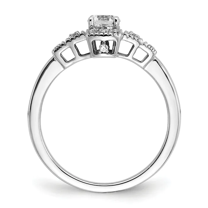 Rings Goldia 033ct CZ Solid Real 14k White Polished Art Deco 33ct Round Ctr Dia Engagement Ring