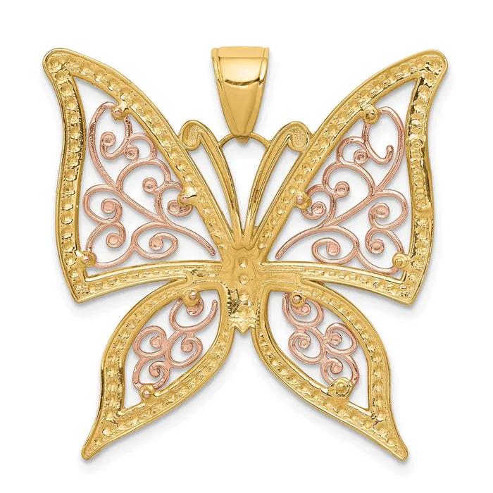 Rings Goldia 14k Twotone Gold wWhite Rhodium Diamondcut Butterfly Pendant
