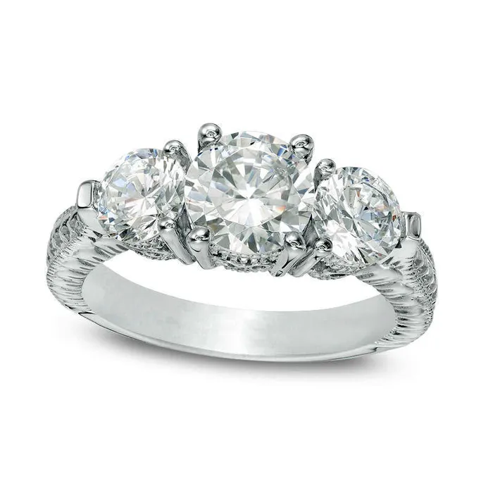 Rings Goldia 30 CT TW Natural Diamond Three Stone Antique VintageStyle Engagement Ring in Solid 14K White Gold Rings Goldia 30 CT TW Natural Diamond Three Stone Antique VintageStyle Engagement Ring in Solid 14K White Gold