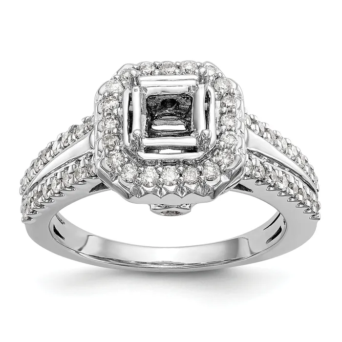 Rings Goldiacom 14K White Gold Diamond Princess CZ Fancy Halo Engagement Ring