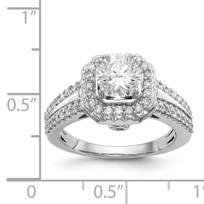 Rings Goldiacom 14K White Gold Diamond Princess CZ Fancy Halo Engagement Ring